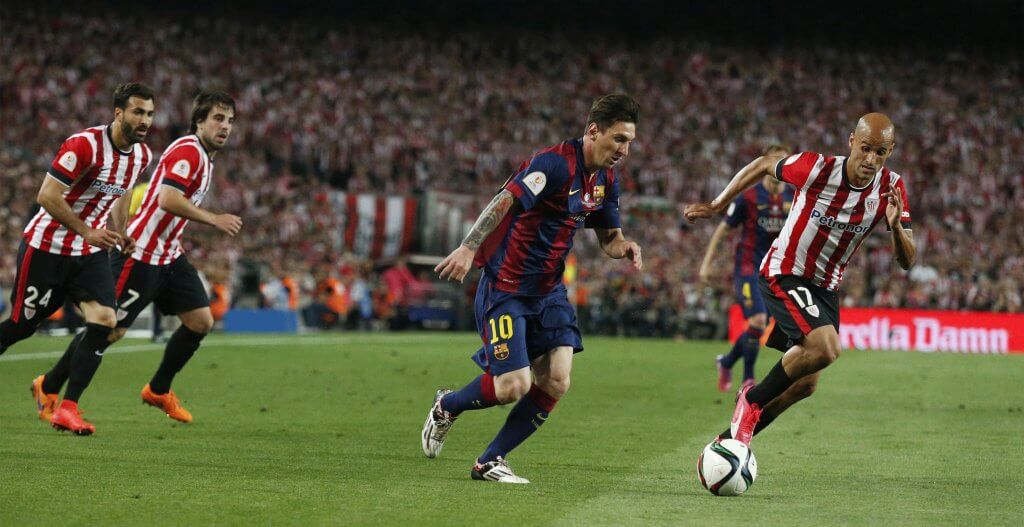 Messi, en plena obra de arte frente al Bilbao.