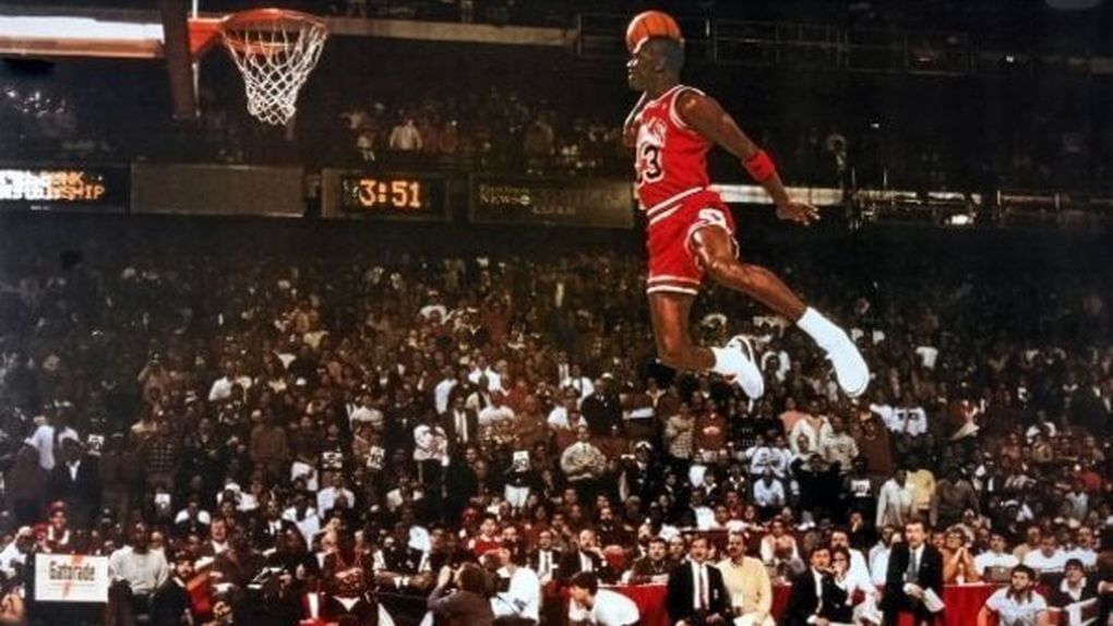 Uno de los mayores atributos de Jordan como jugador fue su espectacular salto.