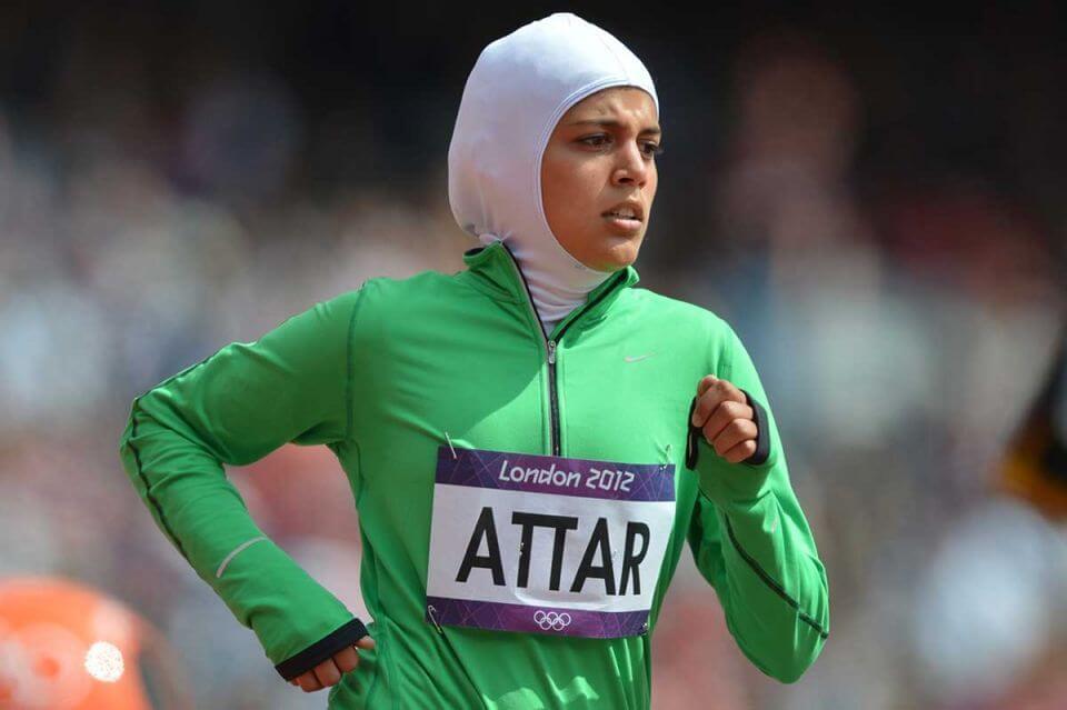 Sarah Attar, deportista musulmana compitiendo en los Juegos Olímpicos.