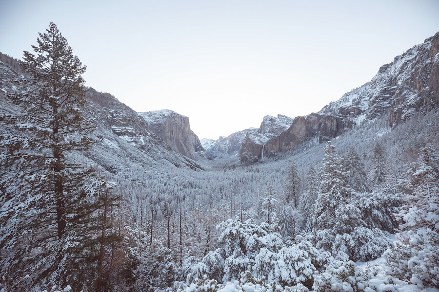 El Parque Yosemite, en Estados Unidos, durante el invierno.