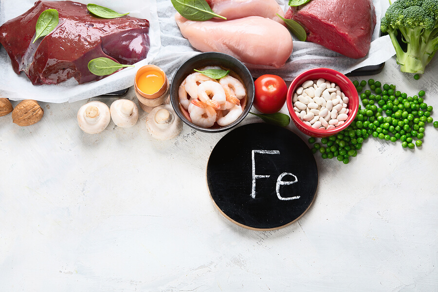 Alimentos para evitar la deficiencia de hierro en el organismo.