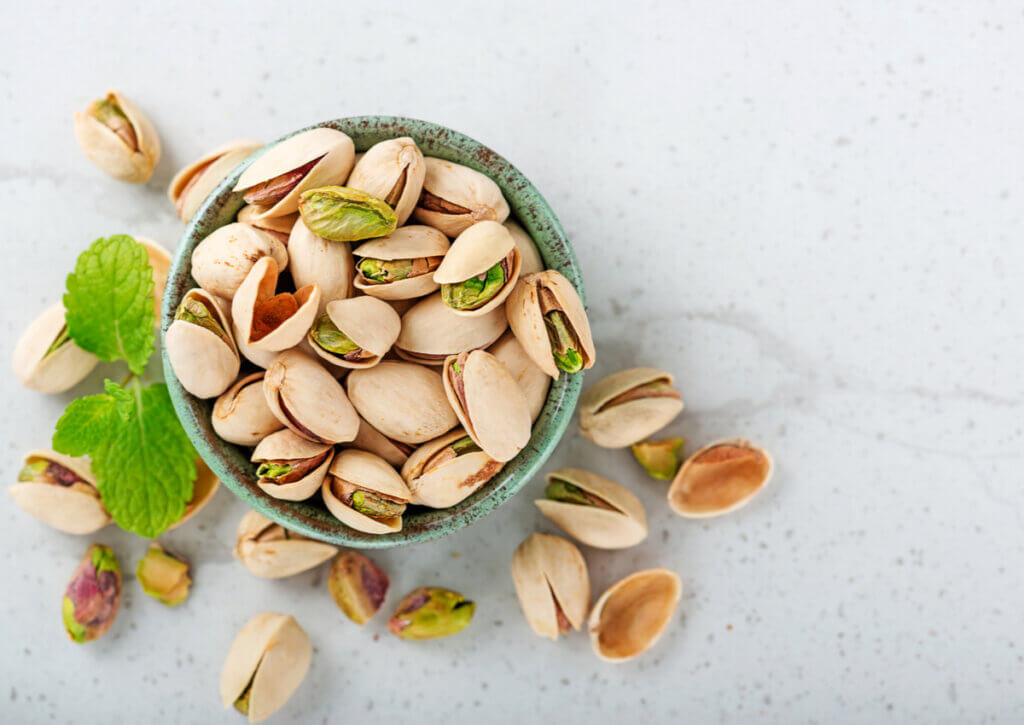 Nueces de pistacho, un fruto seco con buen contenido de proteínas.