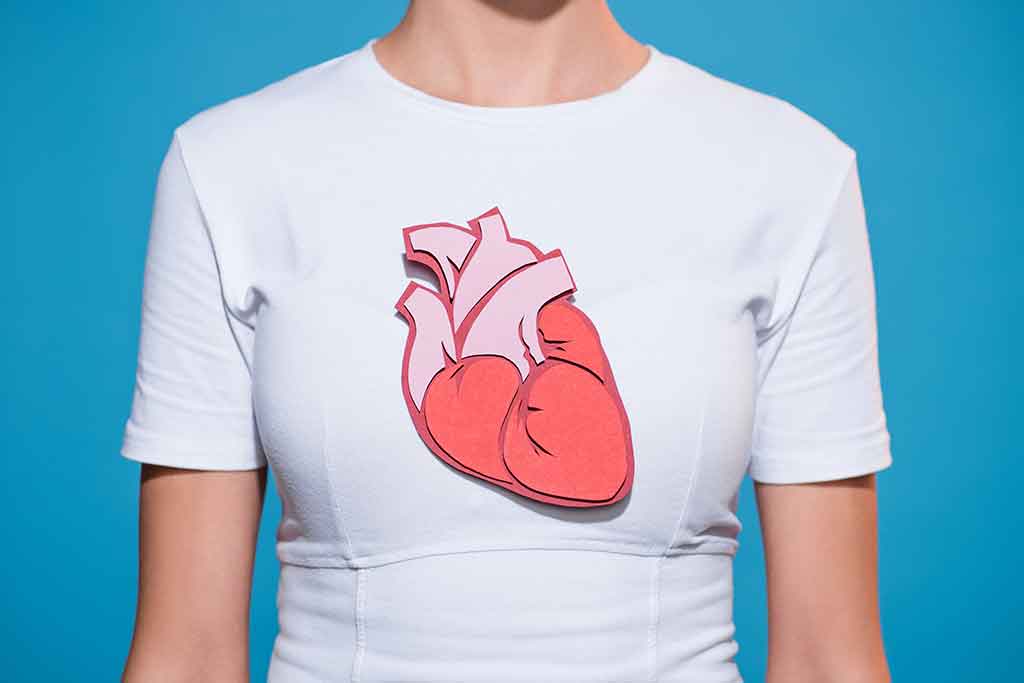 A heart on a t shirt.