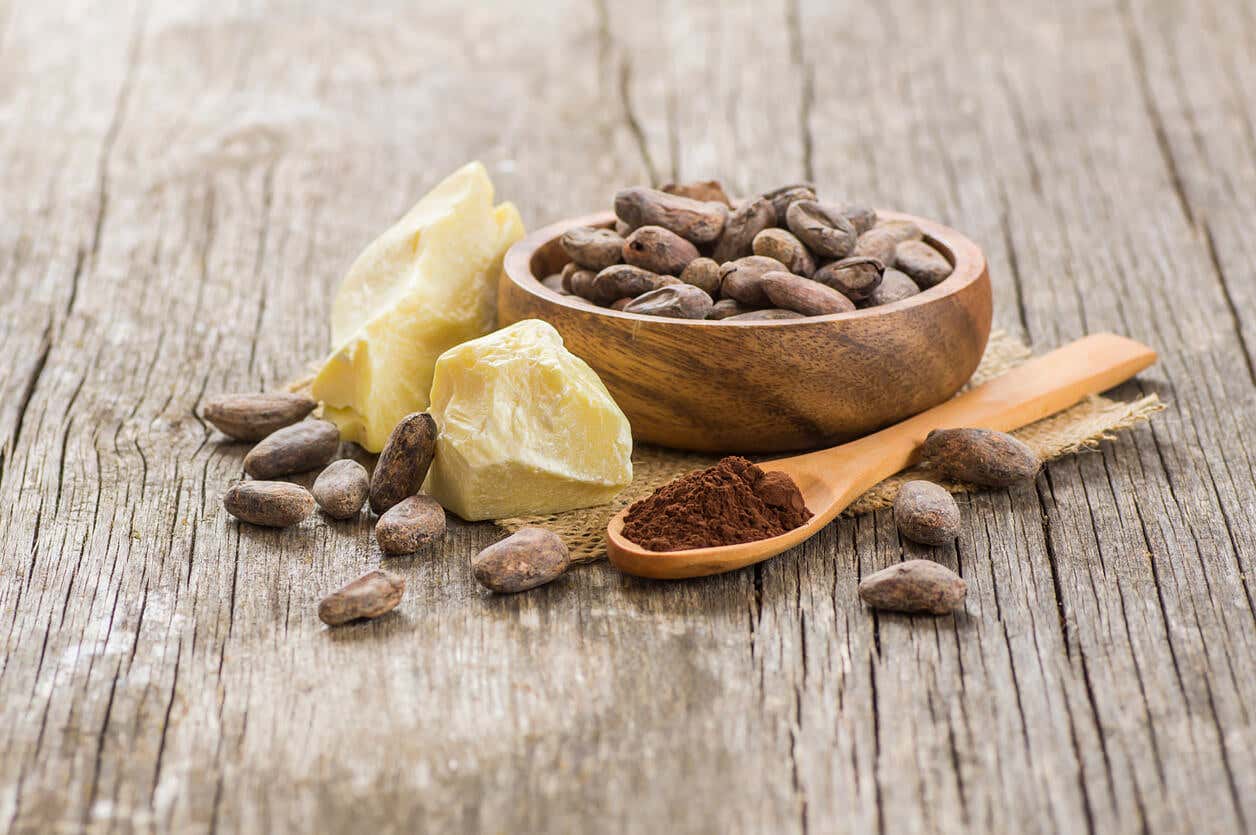 Manteca de cacao y cacao en polvo