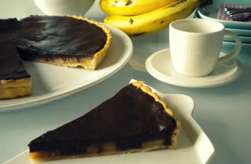 tarta de chocolate y platano