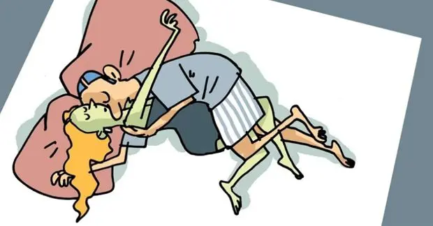 PAreja que duerme entrelazada