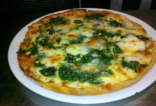 pizza vegetal de espinacas