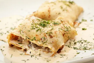 Crepes salados de setas y berenjena