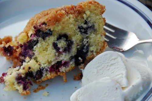 Pastel de arandanos con helado