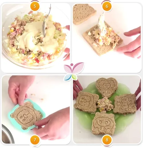 Receta de sandwiches animados - Paso 5 al 8