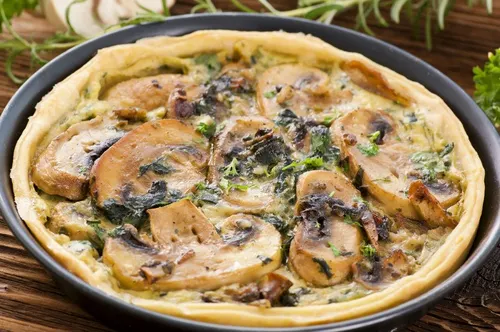 quiche espinacas champiñones