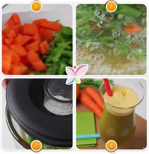 Preparación zumo de zanahoria, naranja y perejil para perder peso