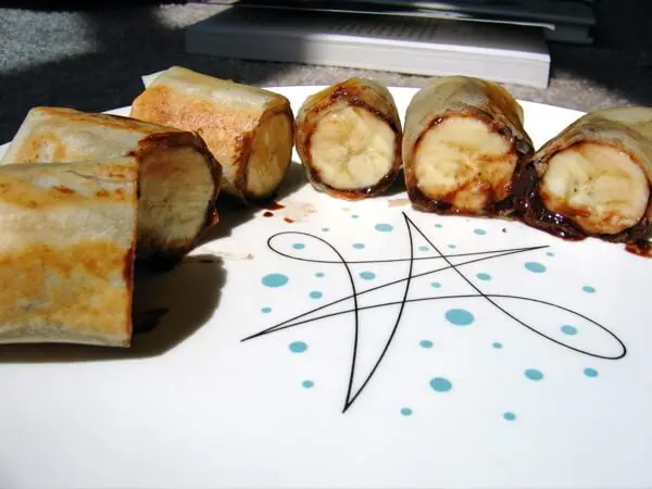 rollitos de nutella y plátano