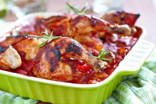 Pollo con salsa agridulce