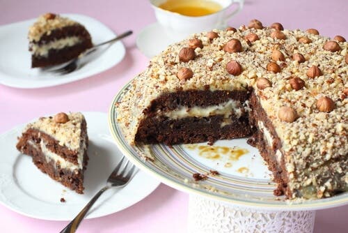Pastel de nueces y caramelo