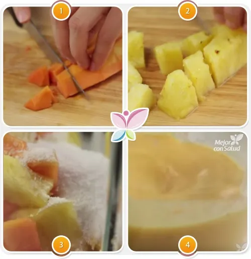 Cómo hacer un zumo natural de piña y papaya