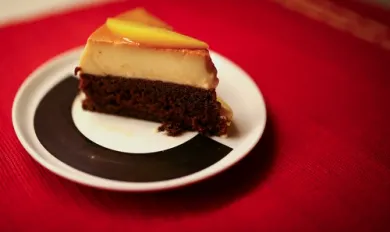 Bizcocho de flan vainilla y chocolate