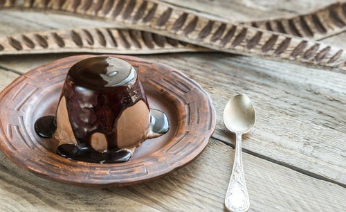 Flan de chocolate y dulce de leche