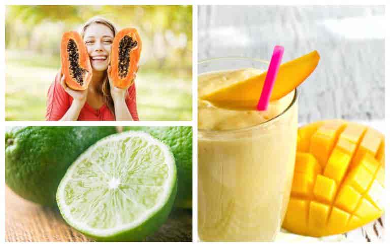 Batido de papaya, mango y lima para combatir la indigestión