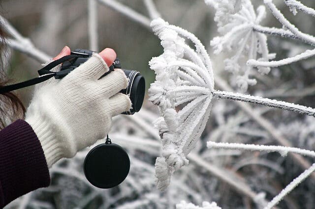 Persona con guantes de invierno.