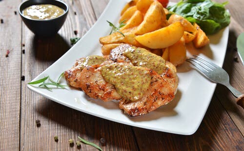 Pechugas de pollo a la miel y mostaza