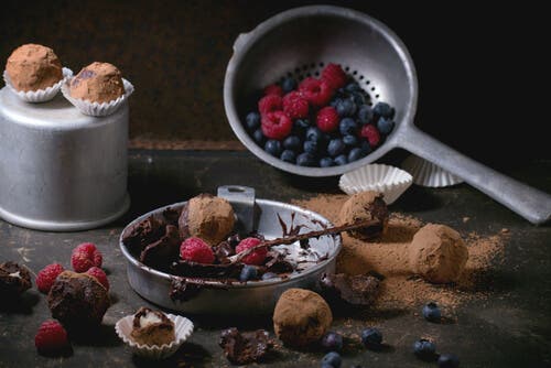 Trufas de chocolate rellenas de frambuesa