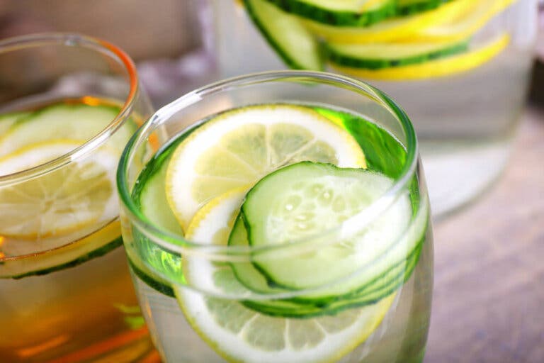 Bebida desintoxicante y adelgazante de pepino