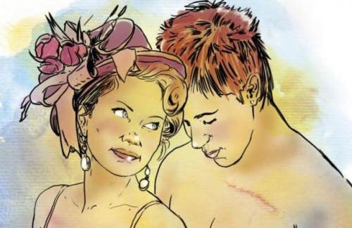 Mujer y hombre desnudos. cerebro masculino