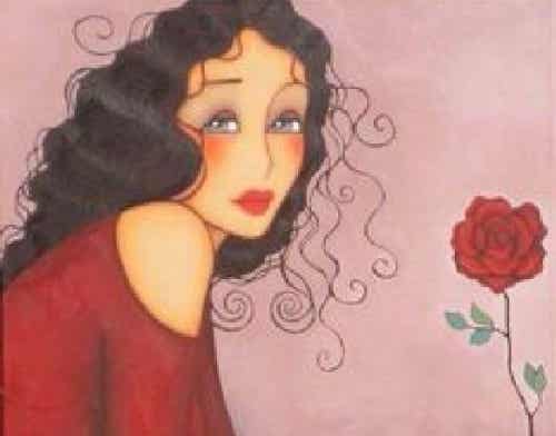 Una mujer con una rosa