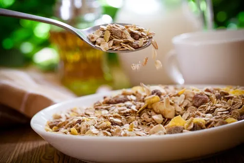 A bowl of cereal.