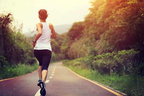 A woman running.