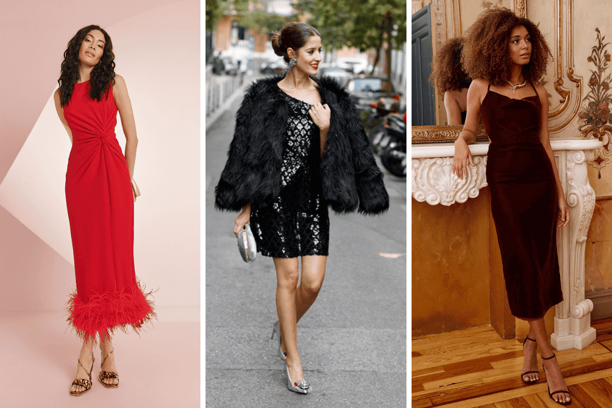 Tres ideas de vestidos para una cena navideña.