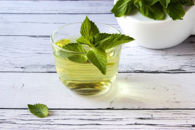 Té de menta para el dolor de cabeza y estómago