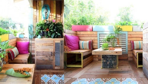 Terraza con palés