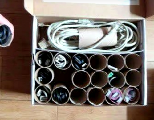 Reciclar organizador con tubos de cartón