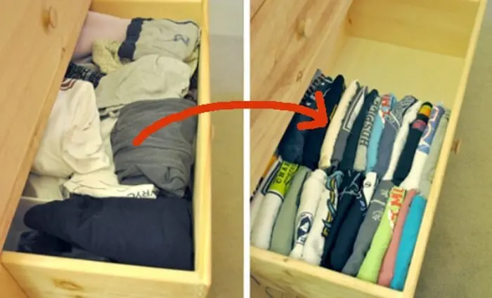 Es posible acomodar la ropa de manera que ocupe menos espacio.