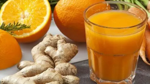 zumo de naranja y jengibre