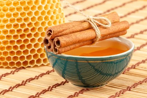 A drink with honey and cinnamon