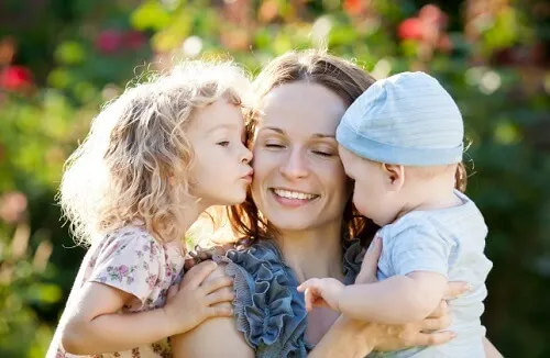 Mother and children.