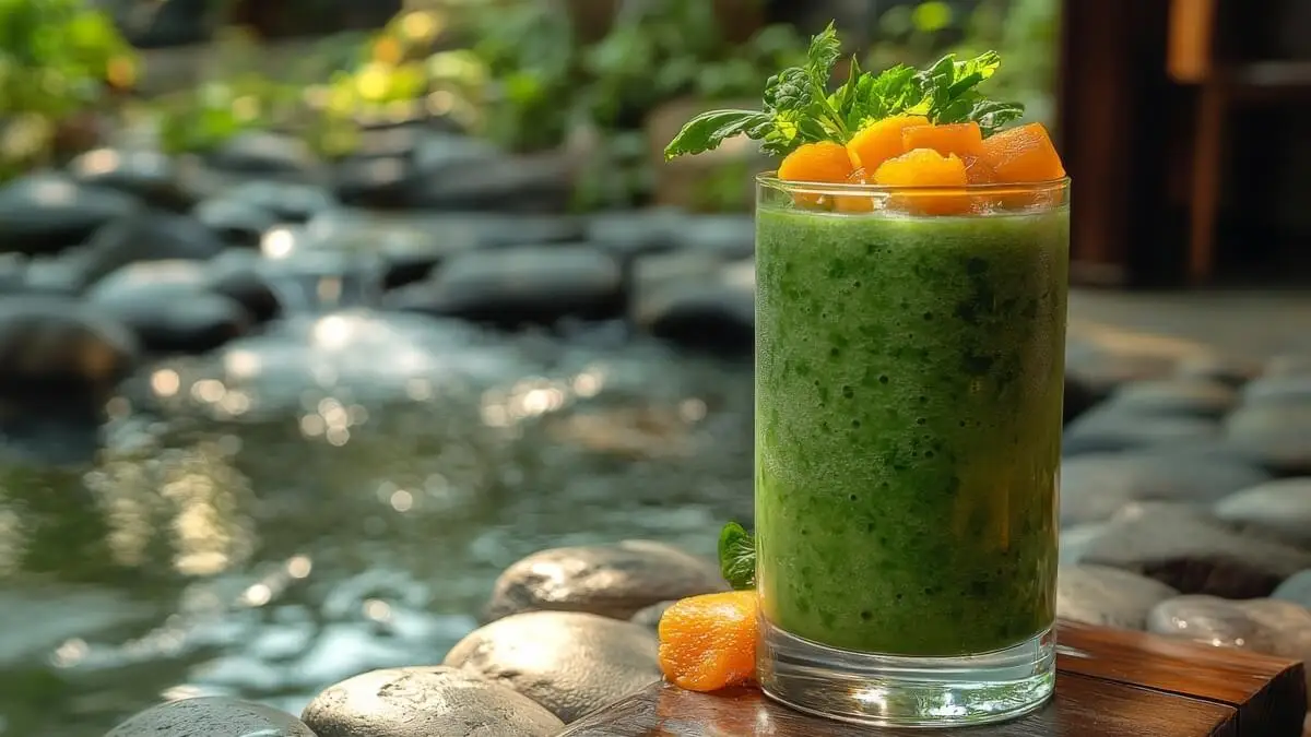 Jugo verde de espinaca y papaya