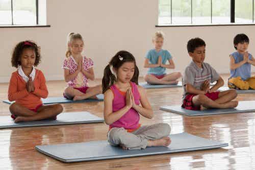 Children practicing mindfulness.
