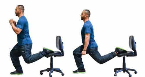 Man doing lunges in a chair