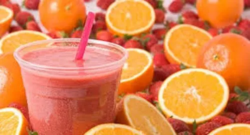 Batido de fresa y naranjas