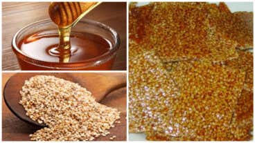 Snack de miel y semillas de sésamo casero y saludable