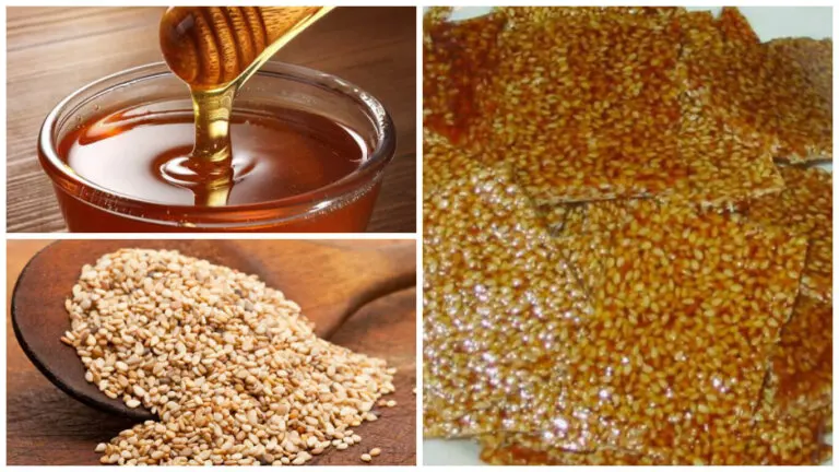 Snack de miel y semillas de sésamo casero y saludable