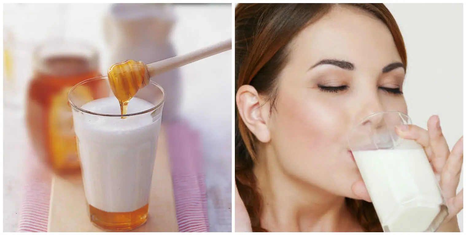 Vaso de leche con miel