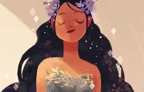 Mujer feliz con los ojos cerrados