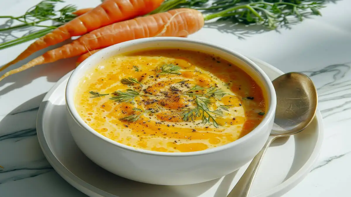 Sopa de zanahoria y lentejas.