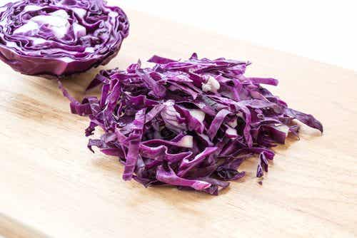 Some chopped red cabbage.