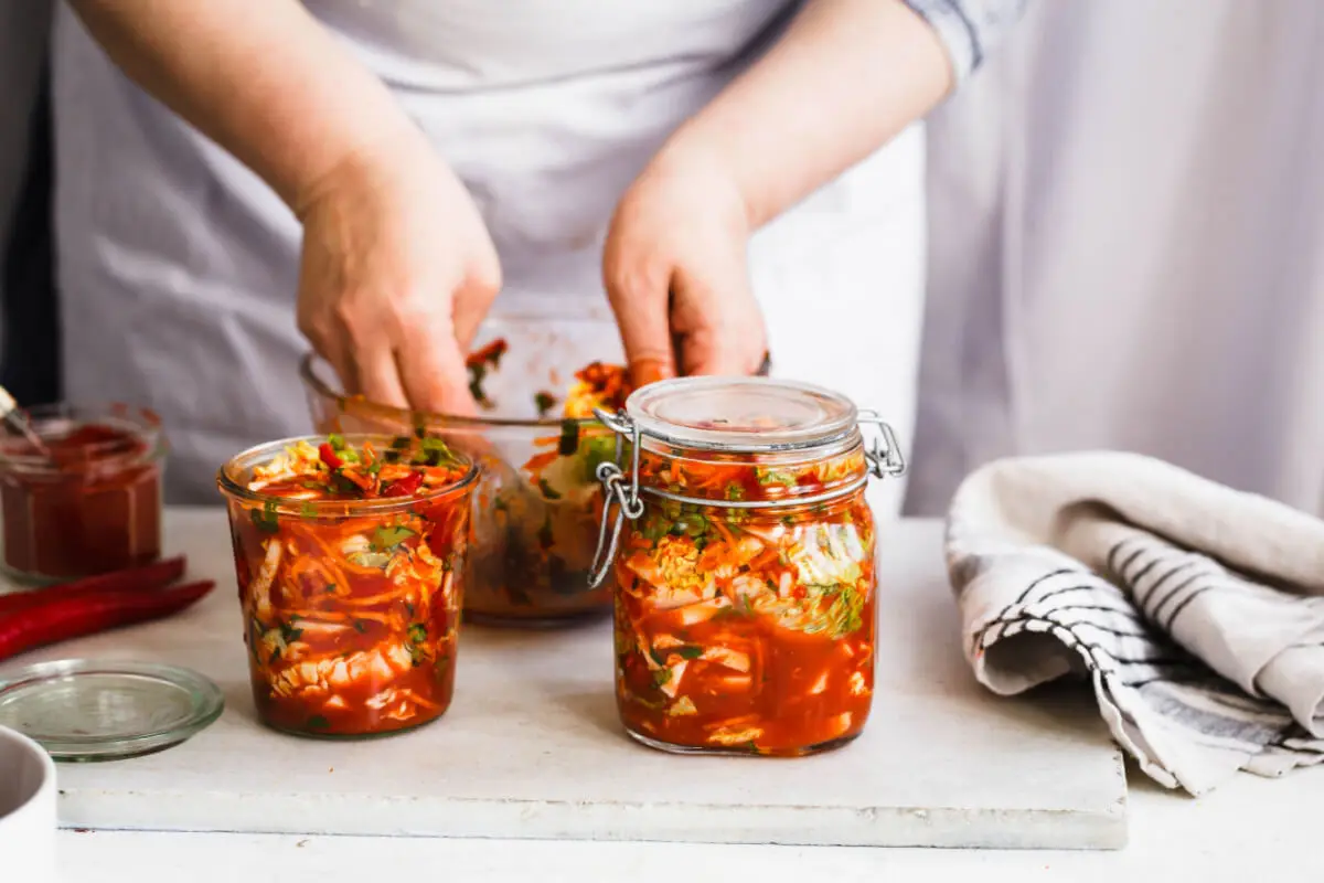 Receta kimchi de la cocina oriental.